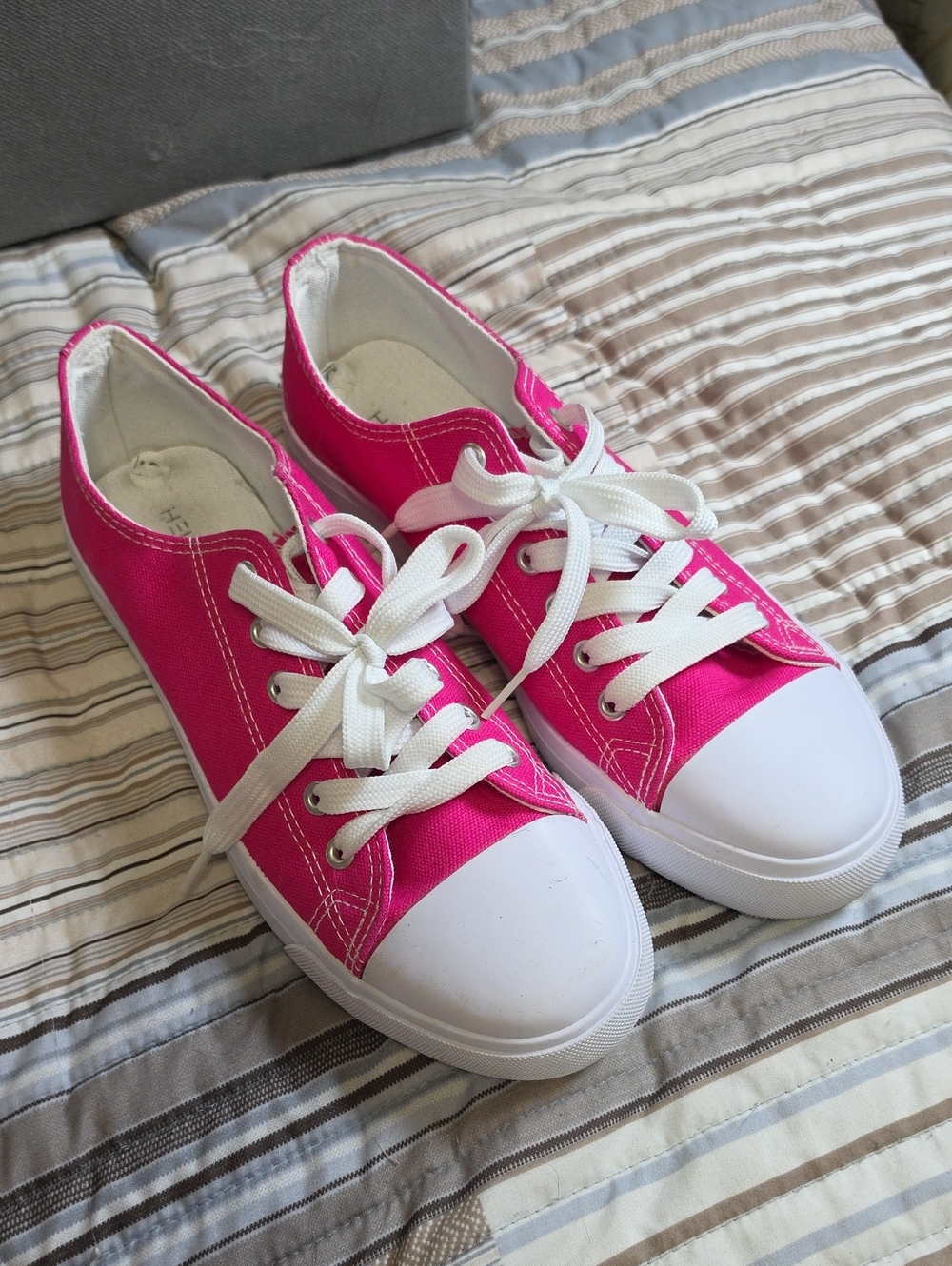 Hot Pink Canvas Lace-Up Sneakers